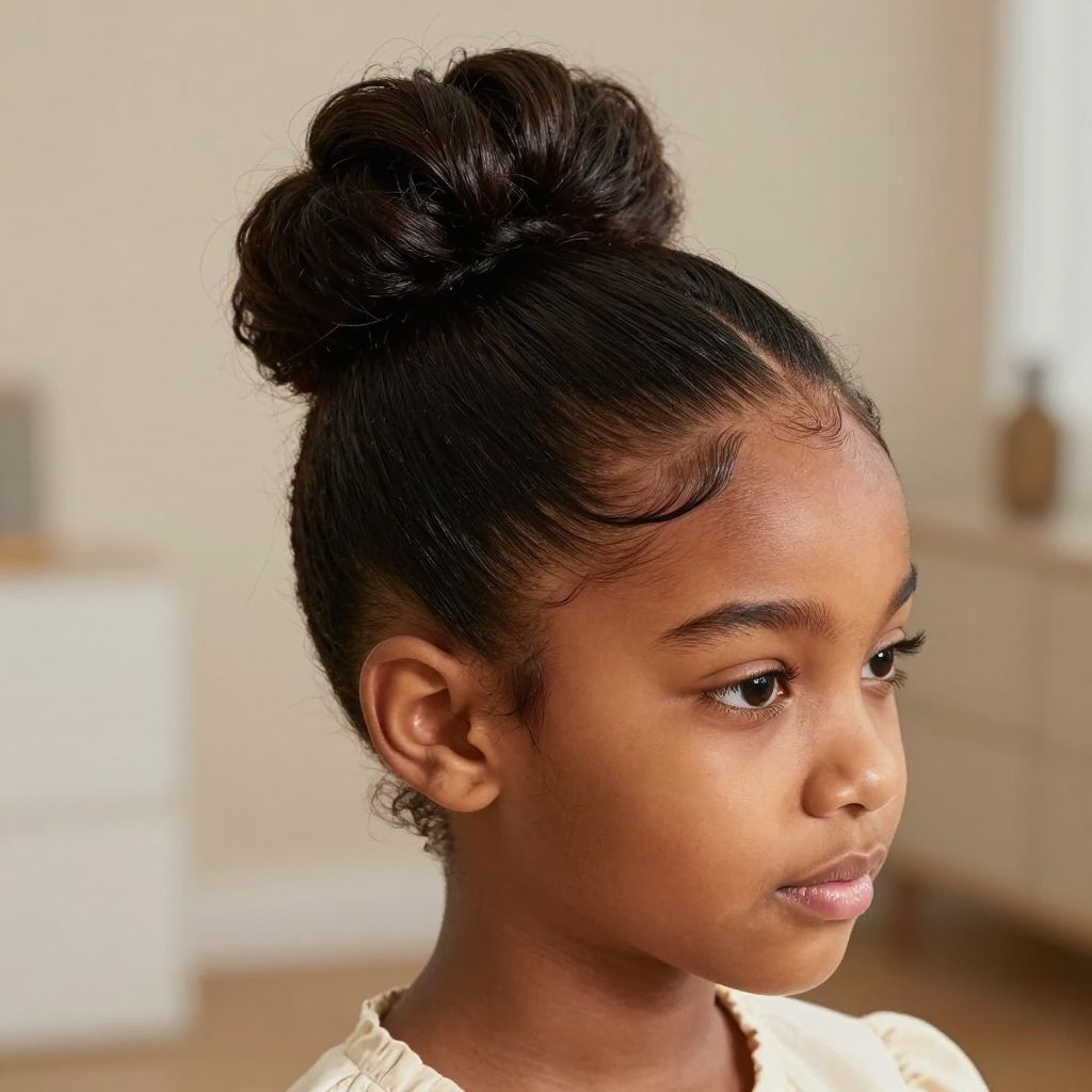 High Bun with Baby Hair Styling