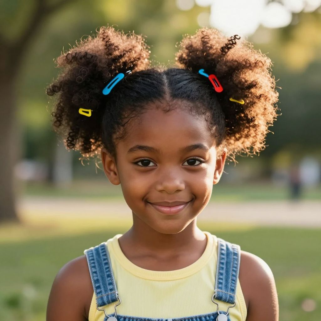 Afro Puffs with Vibrant Clips