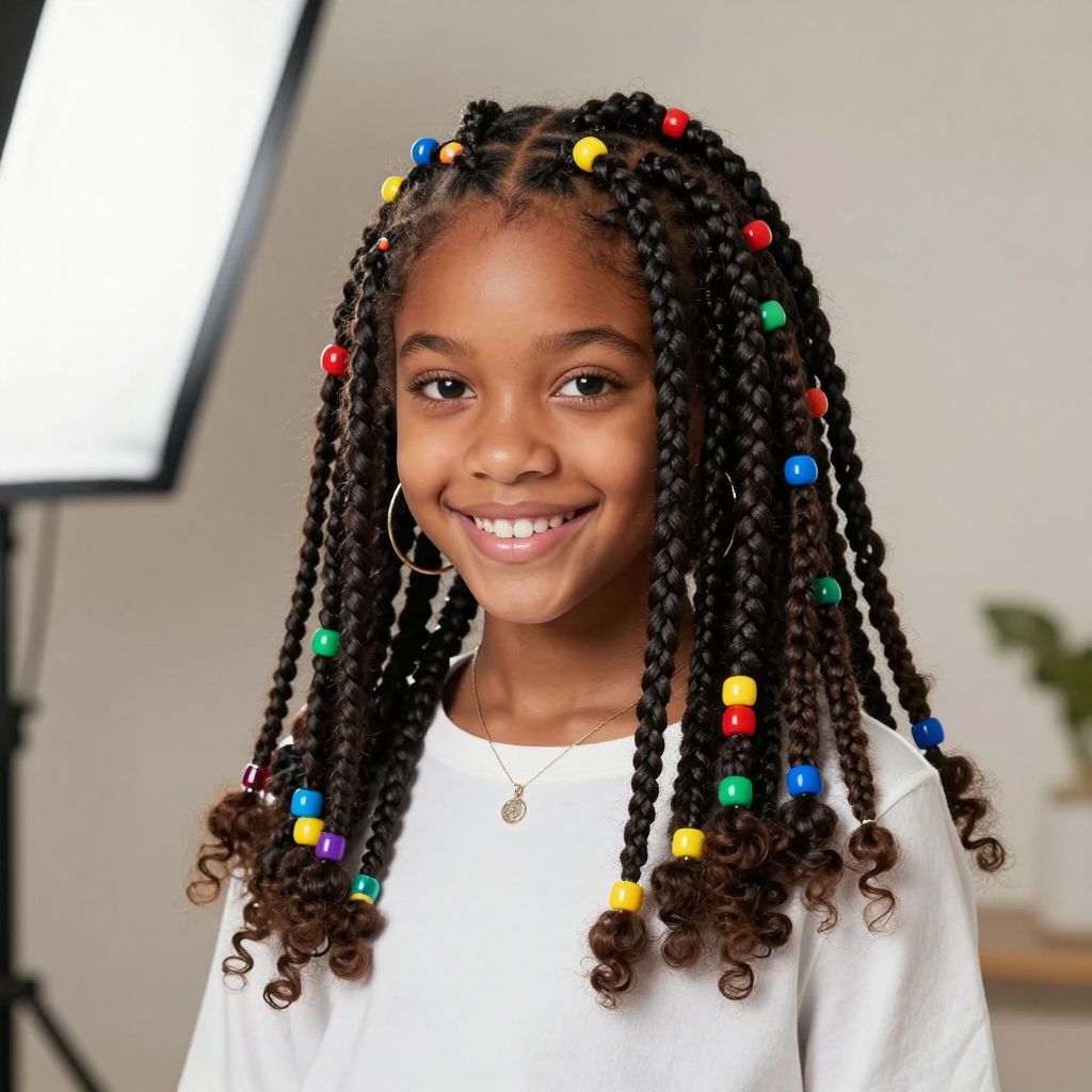 Box Braids with Colorful Beads
