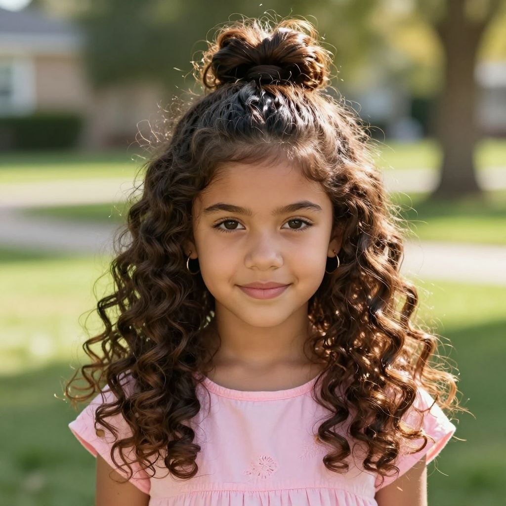 Curly Half-Up Top Knot