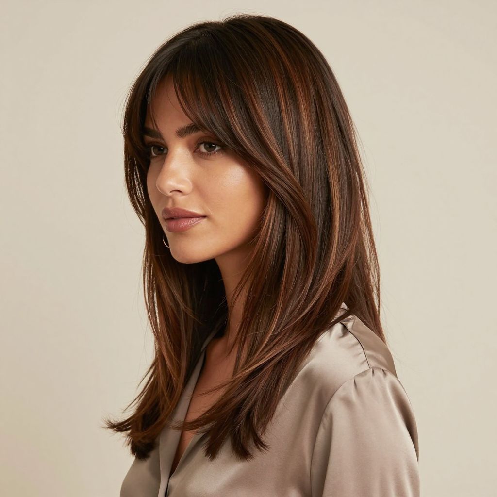 Curtain Bangs with Long Layers