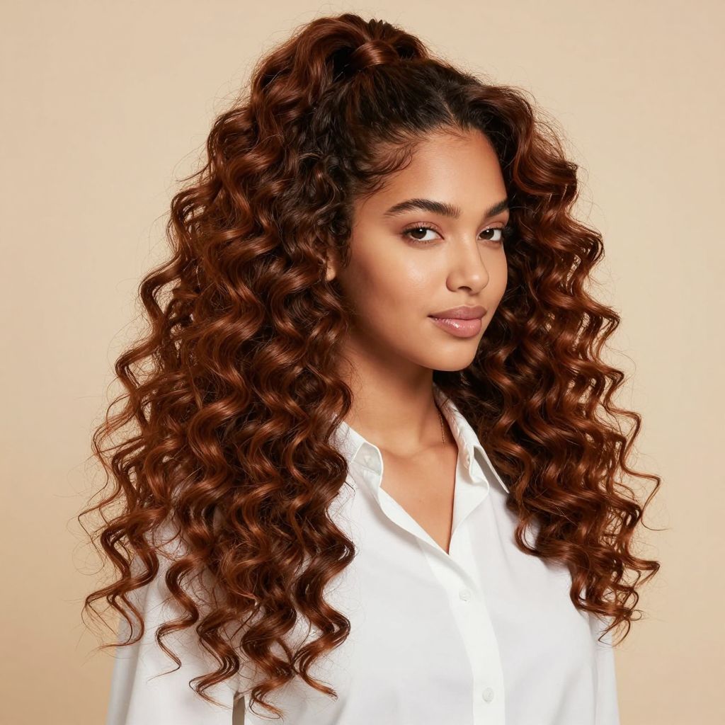 Curly High Ponytail with Wrapped Base