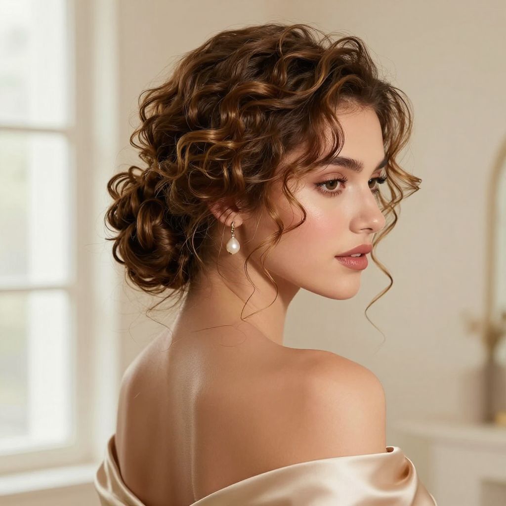 Romantic Low Bun with Loose Curls