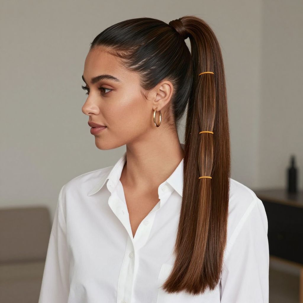 The Multi-Band Straight Ponytail