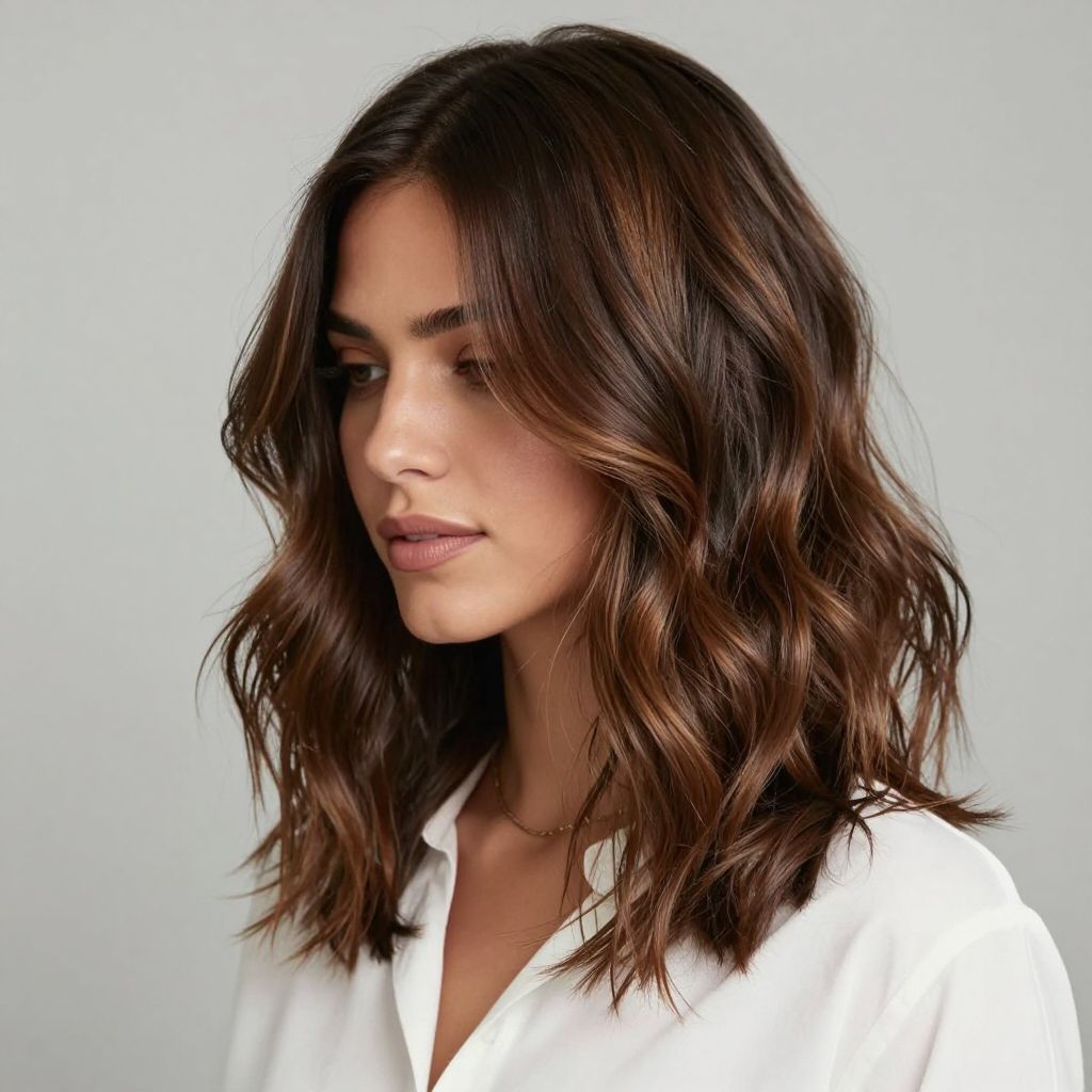 Wavy Lob with Side Part Weave