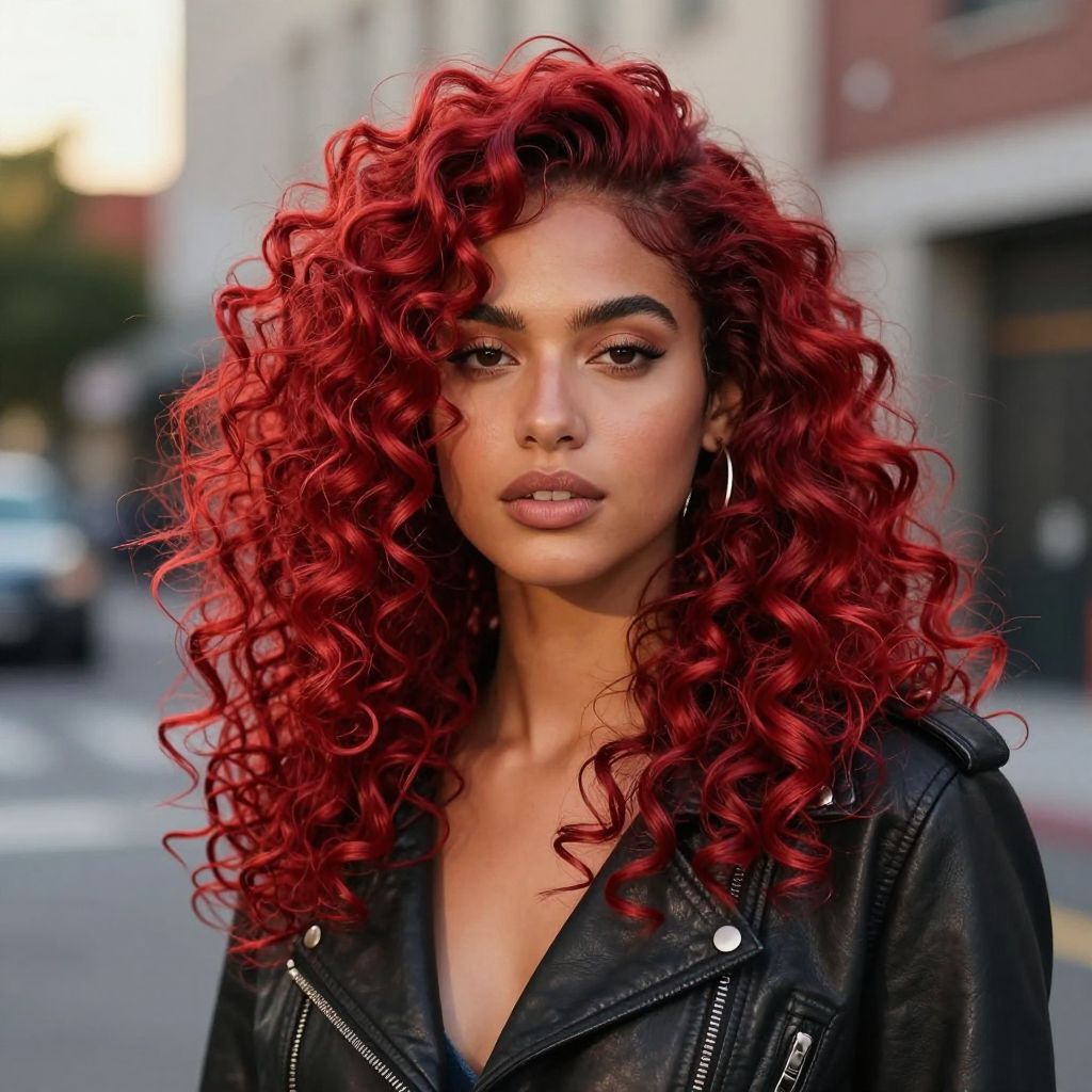 Bold Red Curly Weave