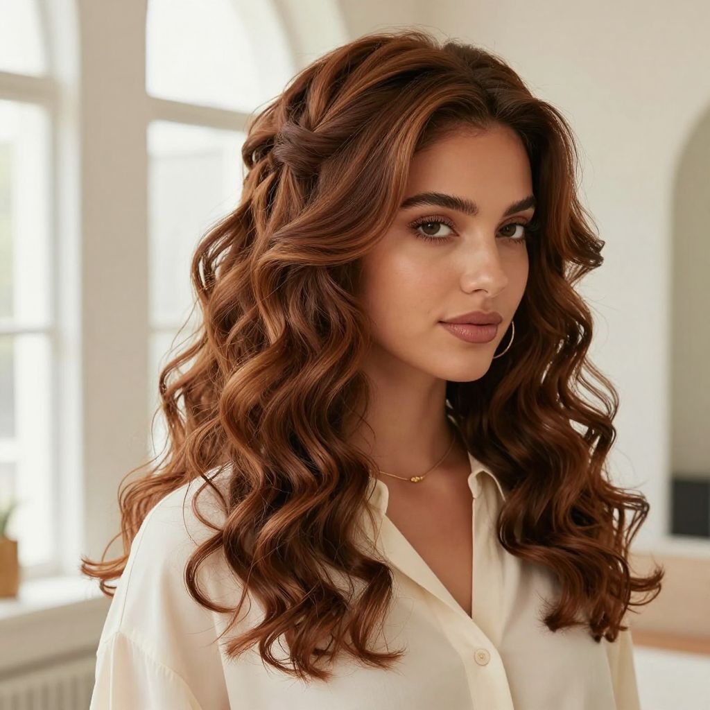 Half Up Half Down Weave with Loose Curls