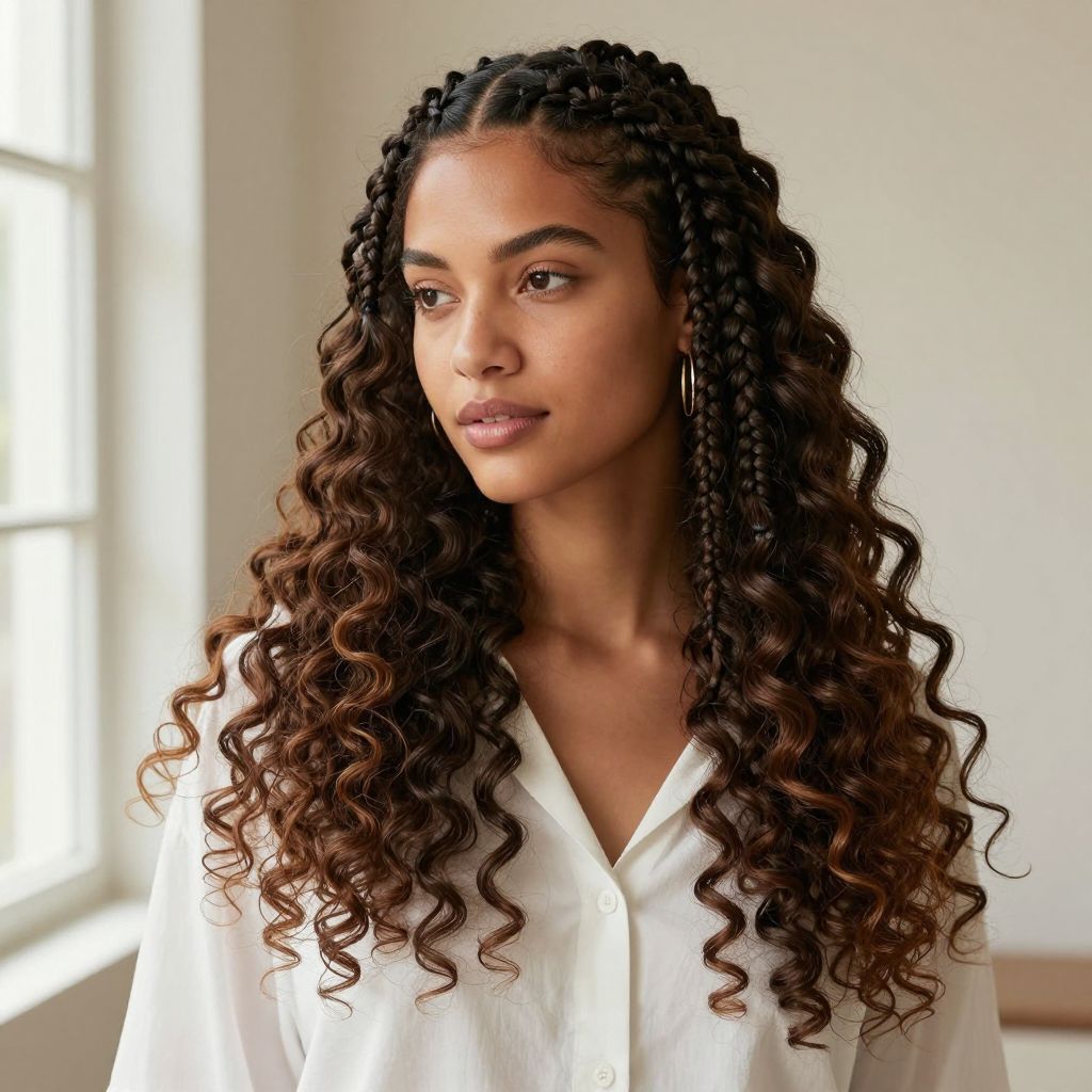Braided Sew In with Curly Ends