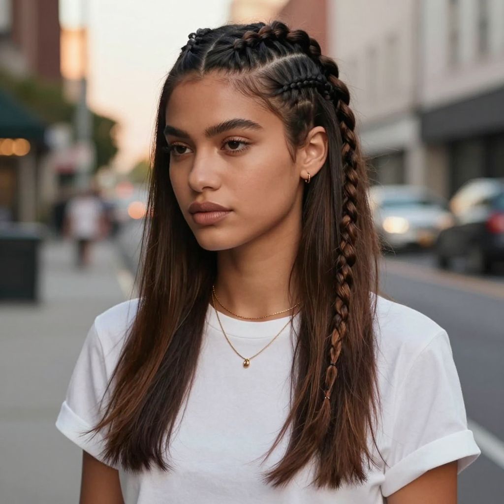 Half Braided Mohawk Look