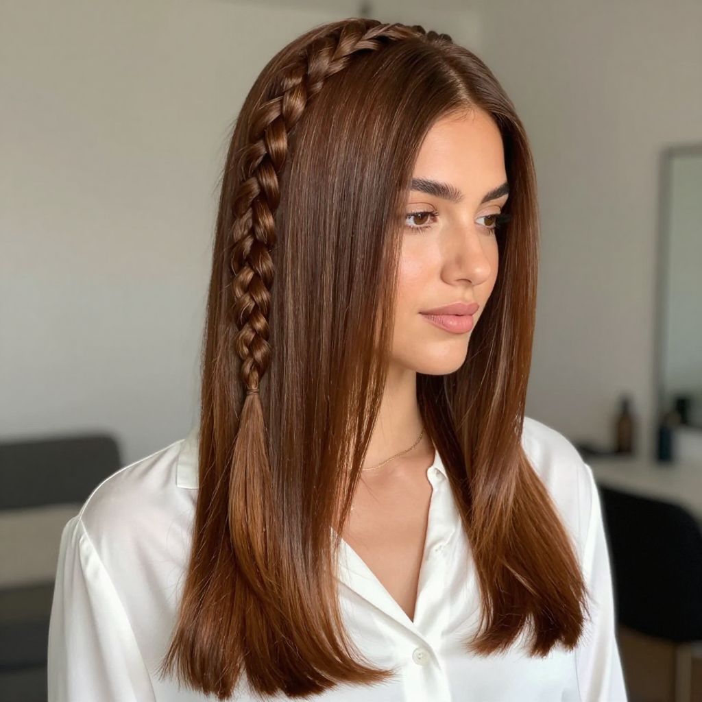 Half-Up Braid with Straight Sleek Finish