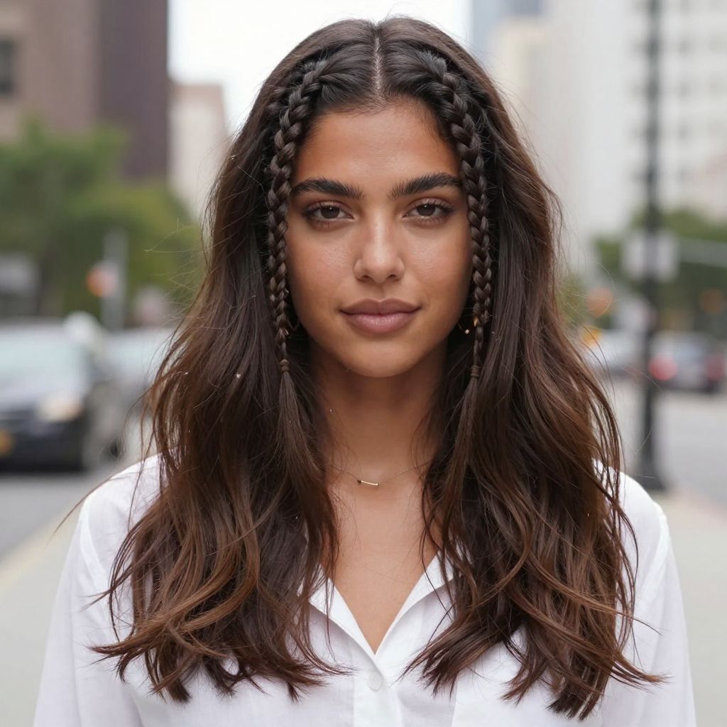 Double Mini Braids with Loose Hair