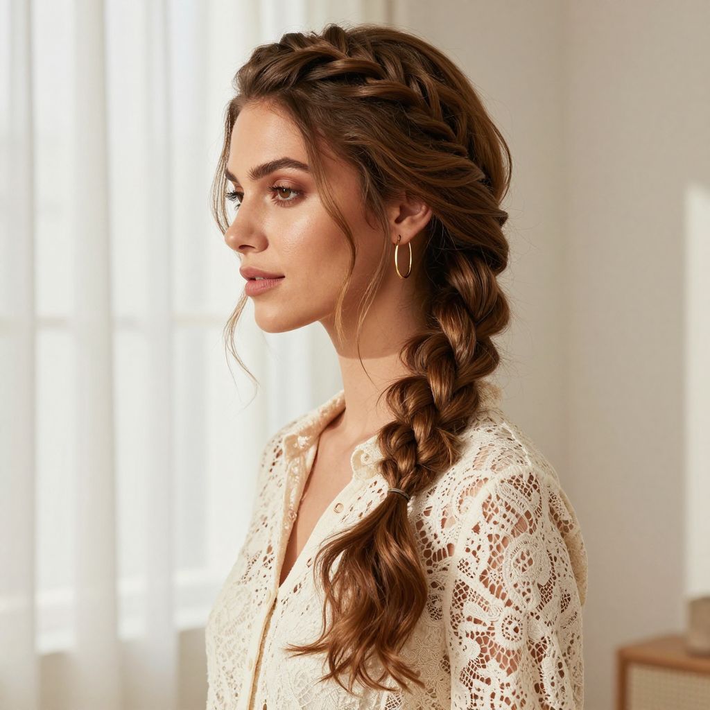 Fishtail Half Braid with Tousled Ends
