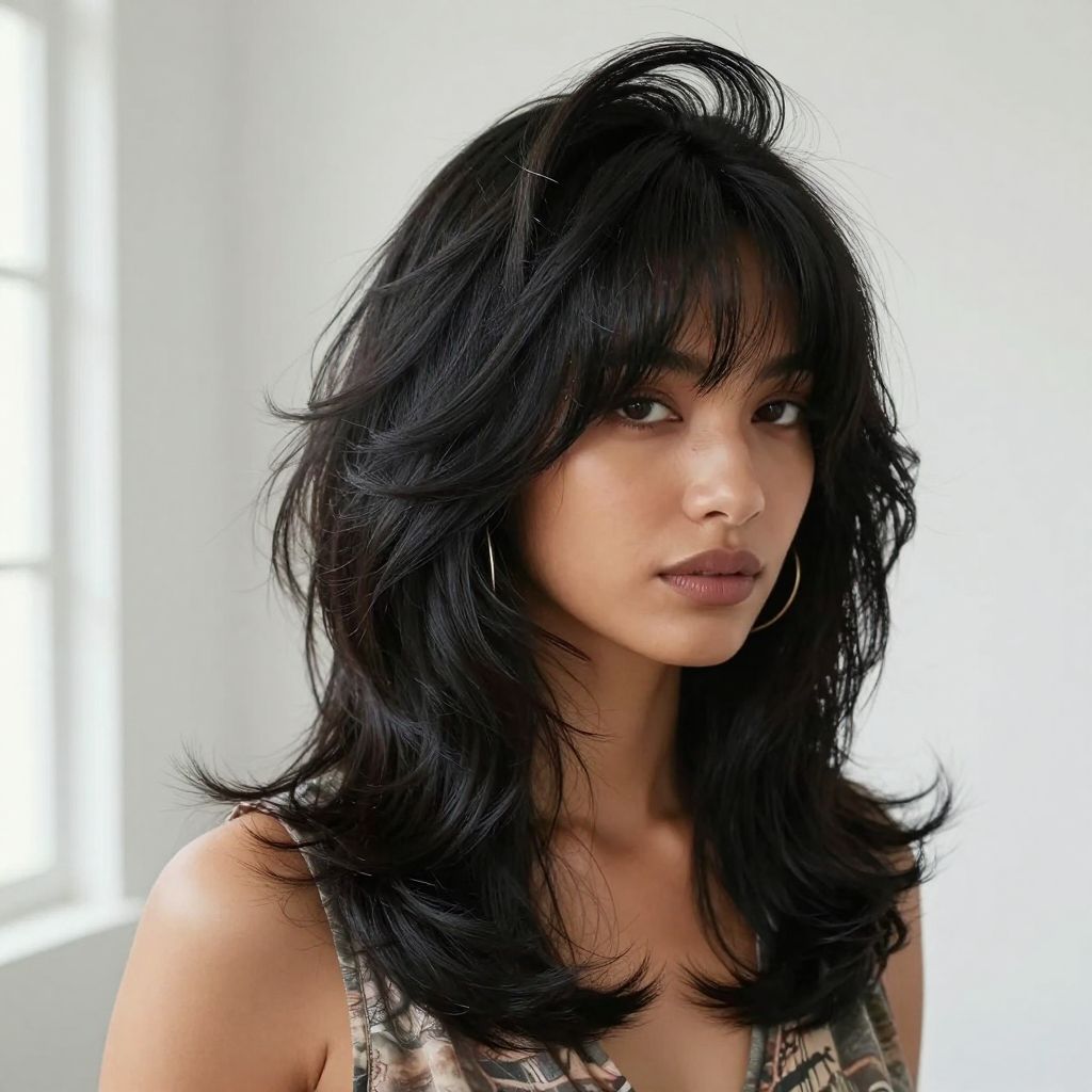 Voluminous Half Up with Bangs