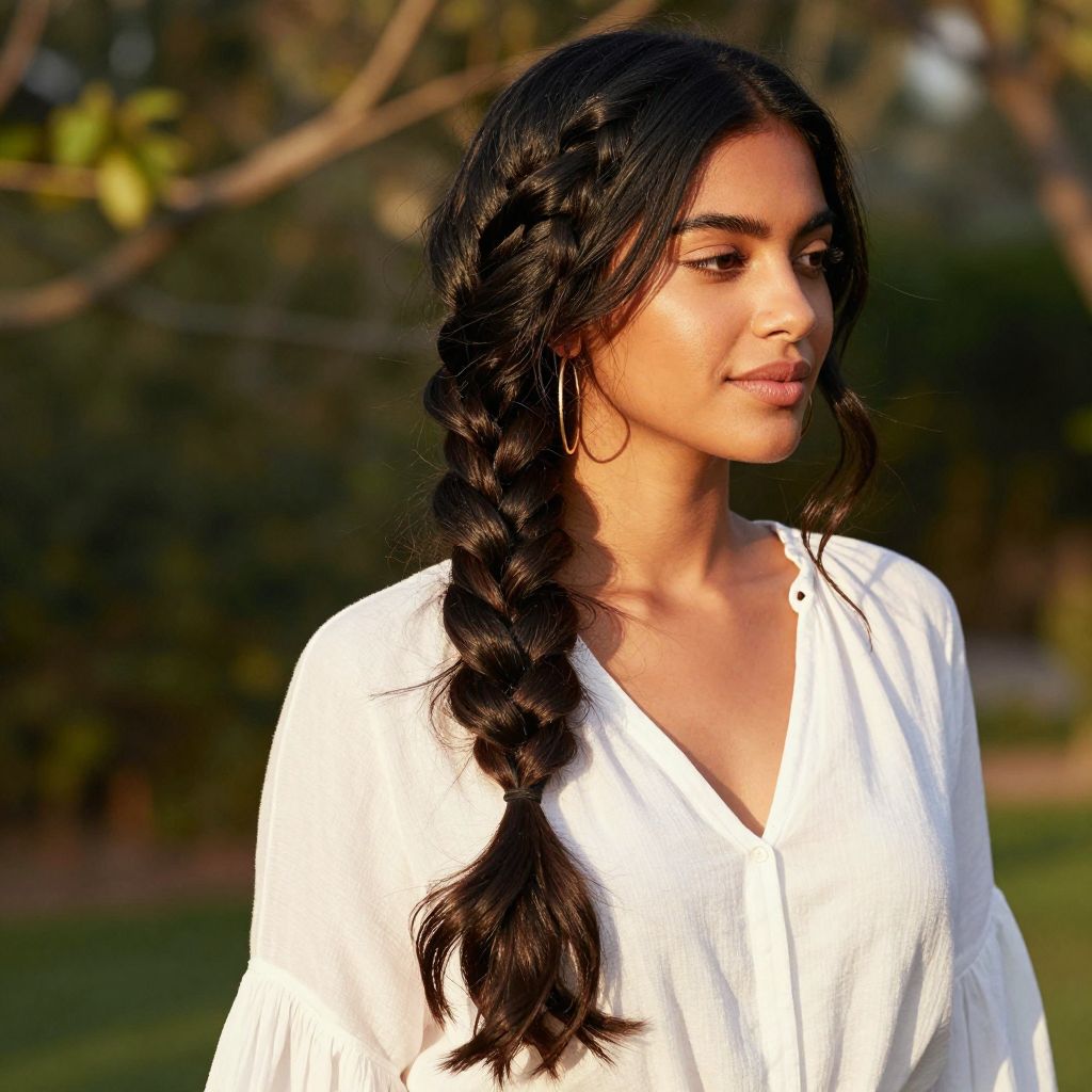 Waterfall Braided Half Updo with Natural Ends