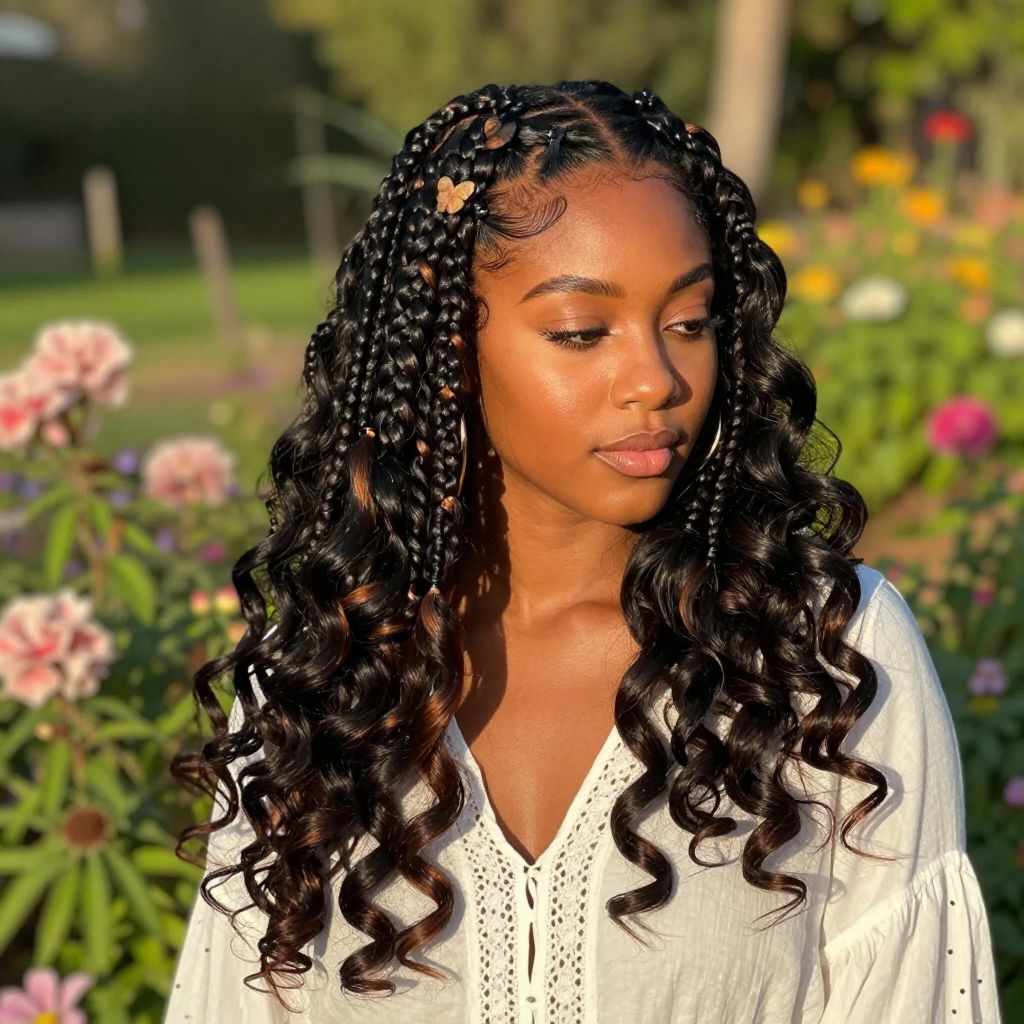 Butterfly Braids Half Up with Flowy Ends