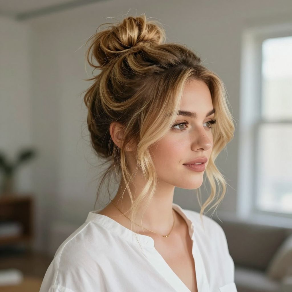 Messy Half Up Bun