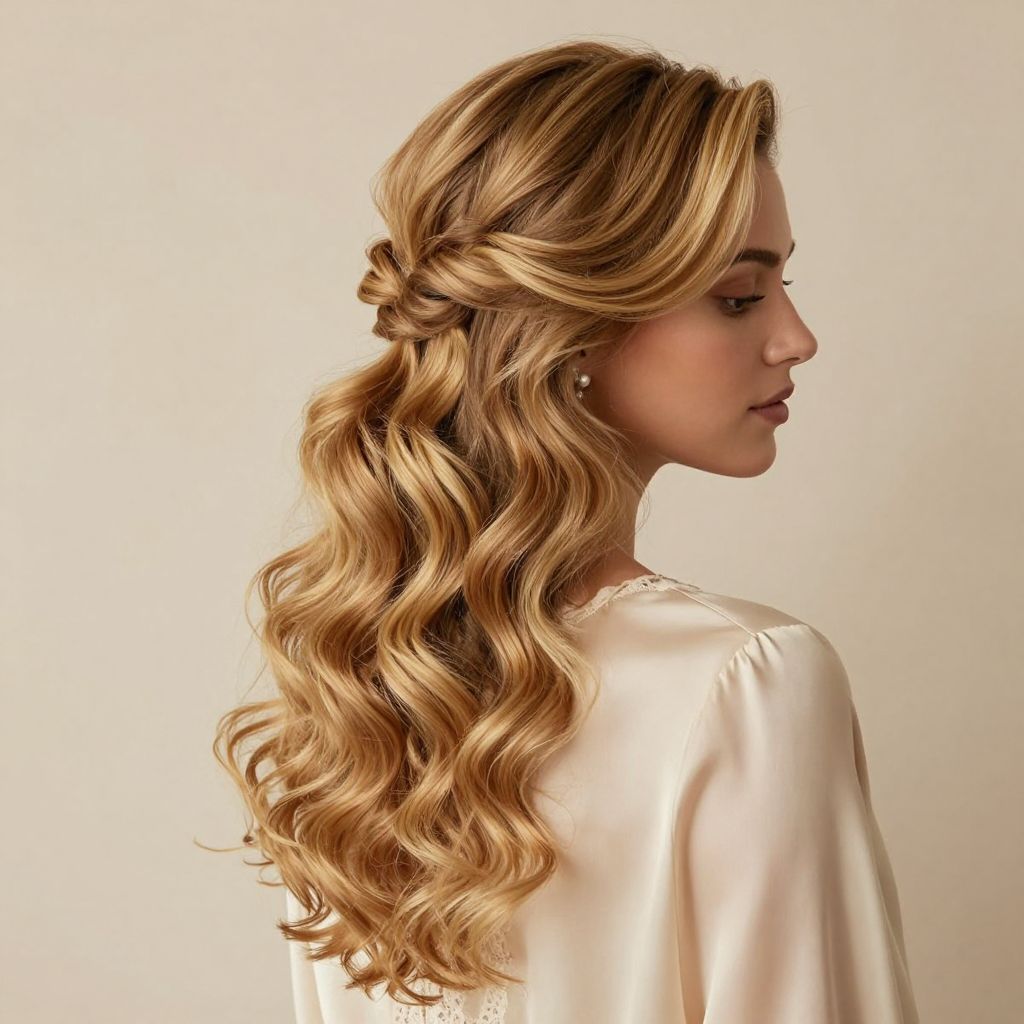 Soft Curled Half Updo