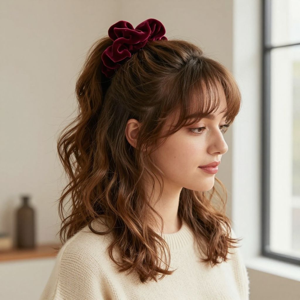 Velvet Scrunchie Half Up
