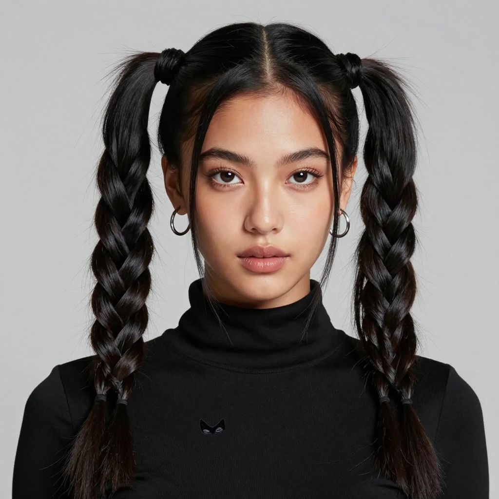 Black Cat Braided Pigtails