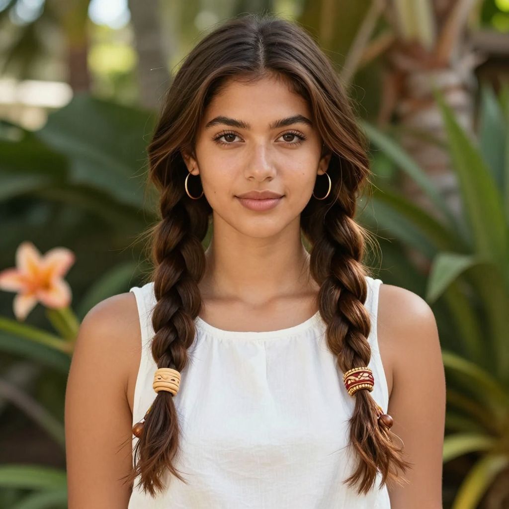 Double Side Braids with Tiki Charm Ties