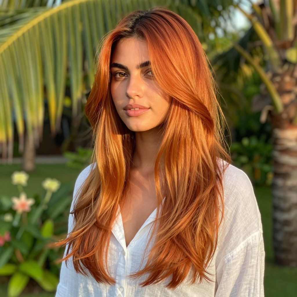 Flowy Layered Cut with Ombre Sunset Shades