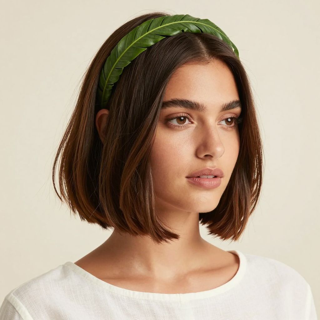 Classic Bob with Maile Leaf Hairband