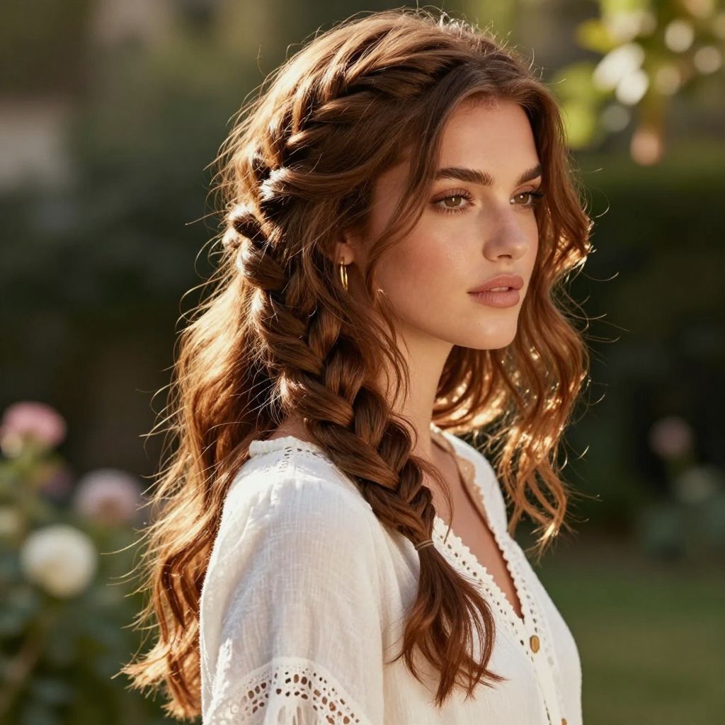 Side Swept Braids with Loose Hair