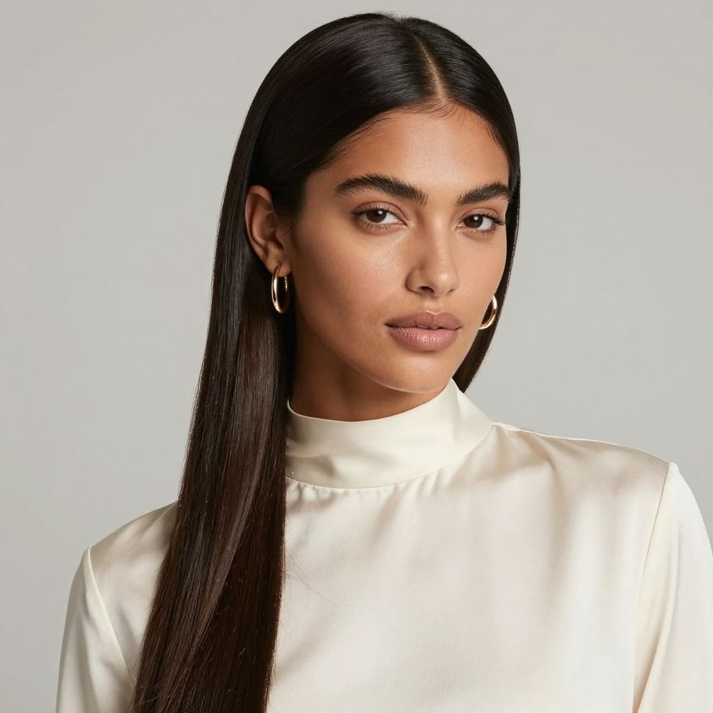 Sleek Low Ponytail with Middle Part