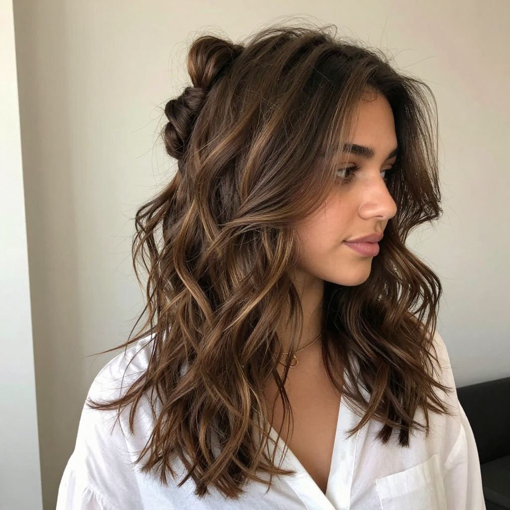 Messy Half Up Half Down Twist