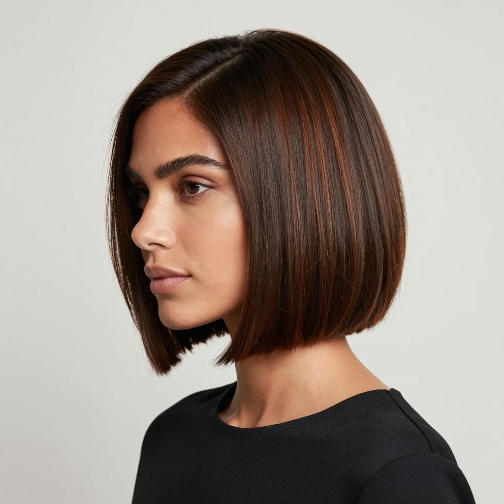 Side Parted Straight Sleek Bob