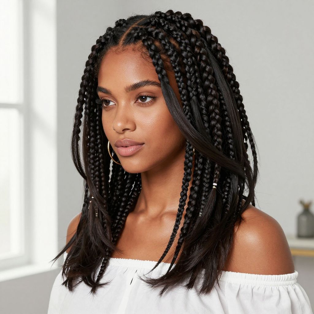 Jumbo Box Braids with Face-Framing Pieces