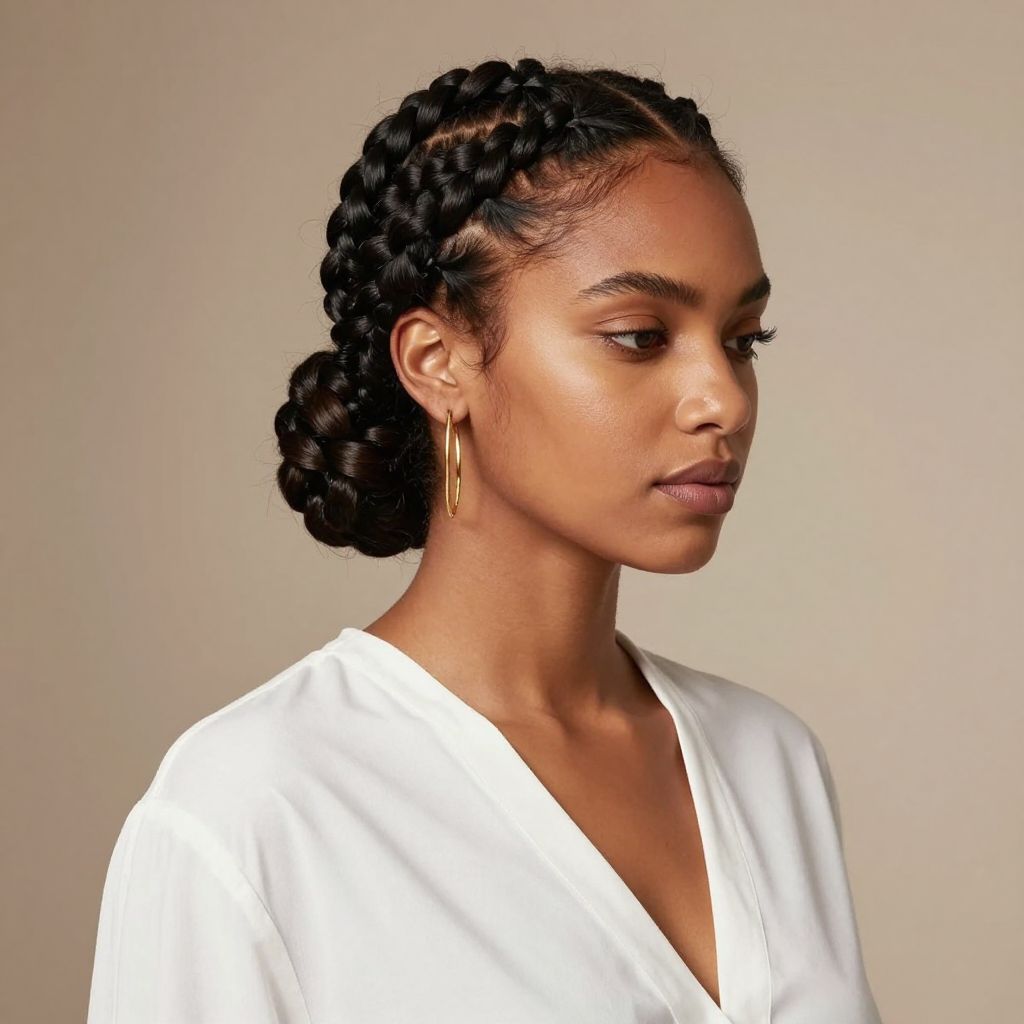 Jumbo Box Braids with Low Bun