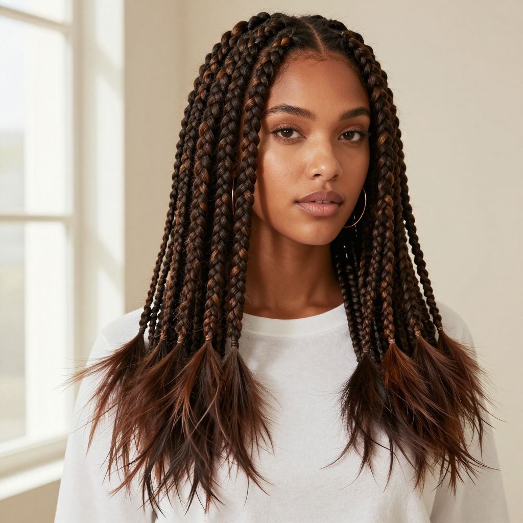 Jumbo Braids with Feathered Ends
