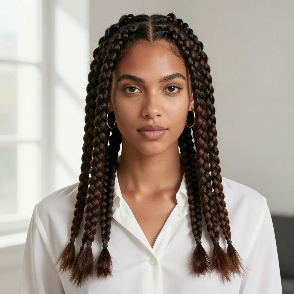 Jumbo Box Braids with Middle Part