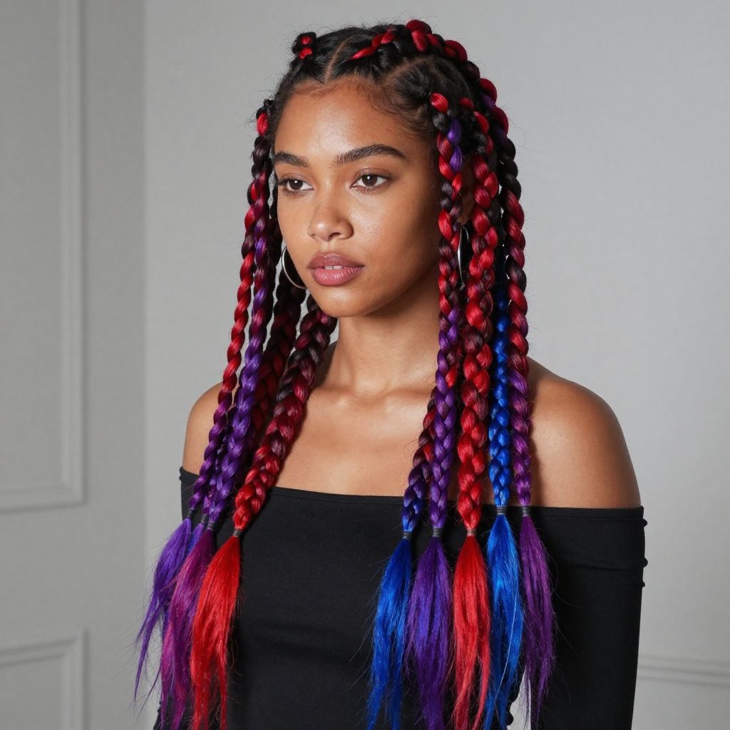 Jumbo Box Braids with Vibrant Color