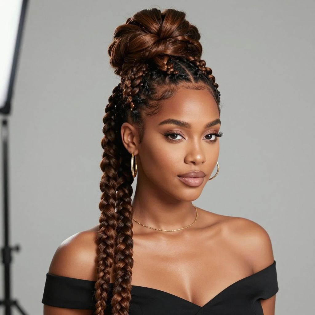 Jumbo Box Braids Updo