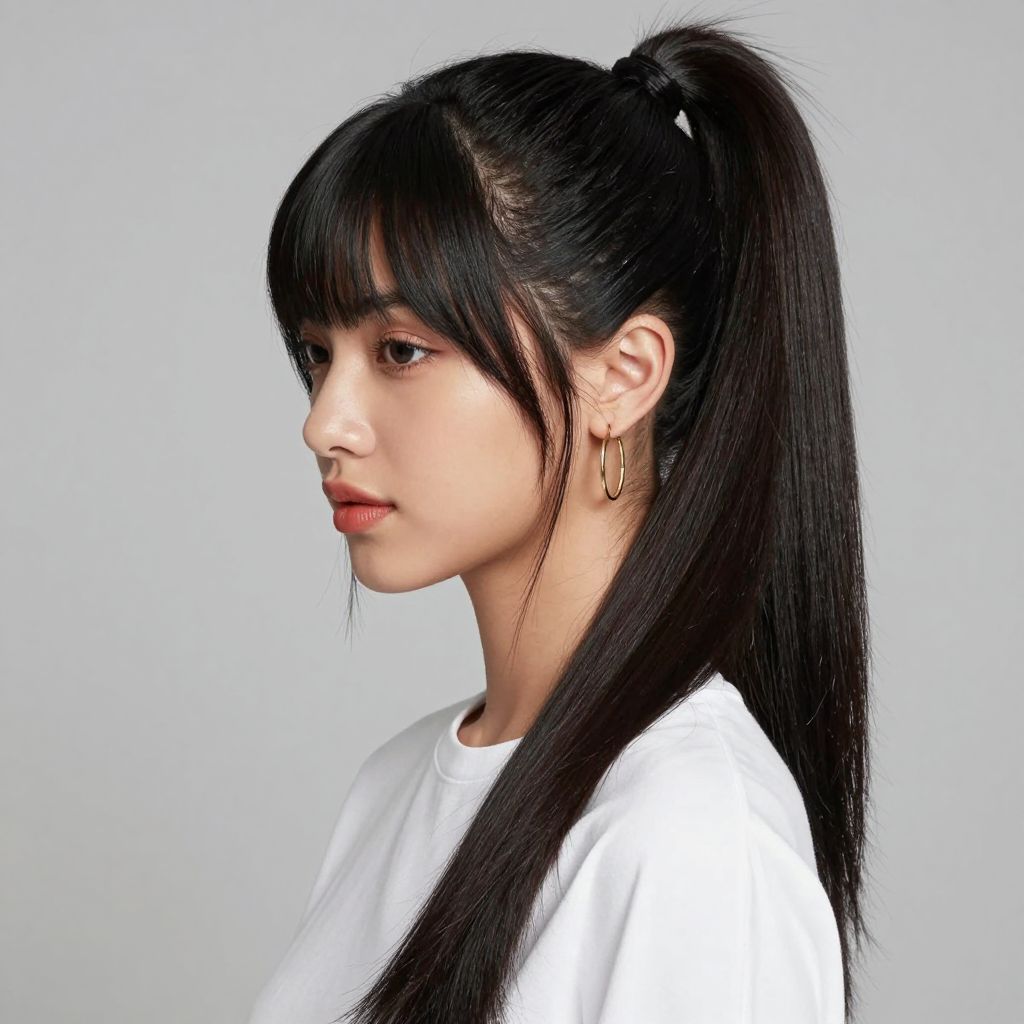 Sleek High Ponytail with Front Face-Framing Strands
