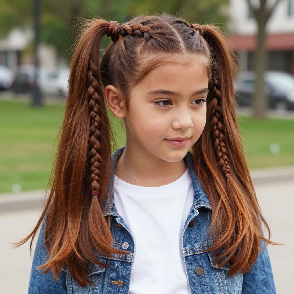 Double Dutch Braids into Ponytails