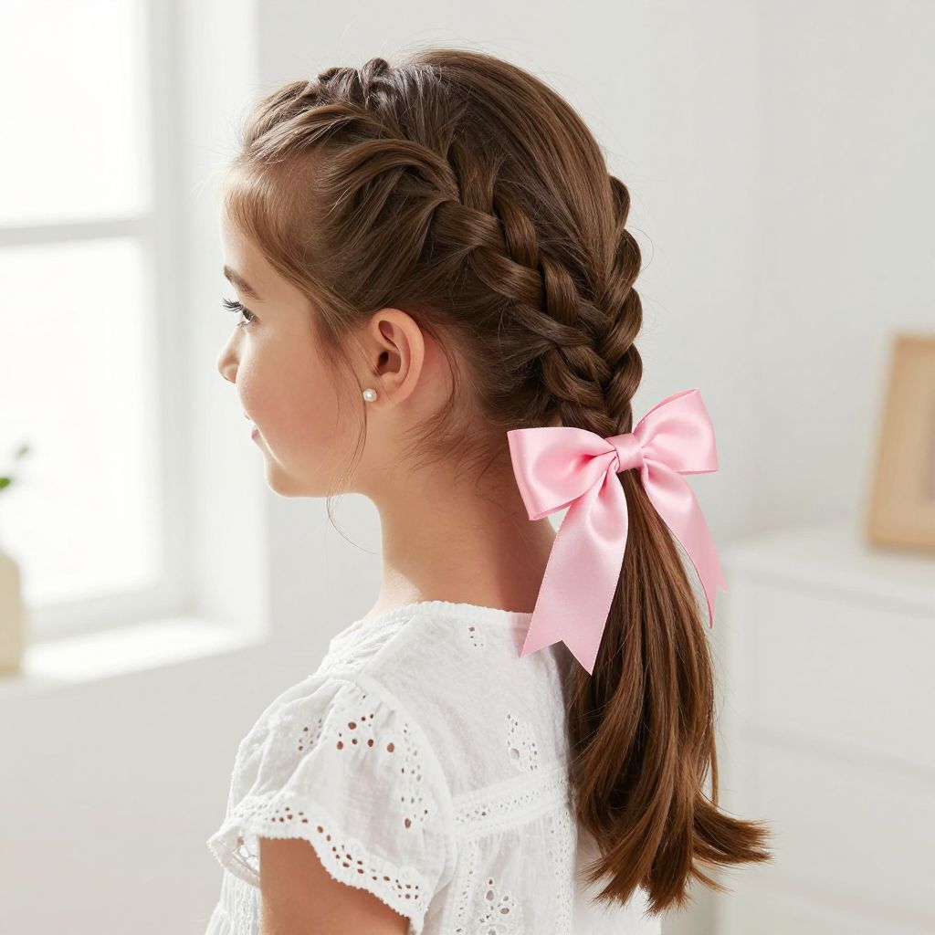 Braided Ponytail with Ribbon Bow