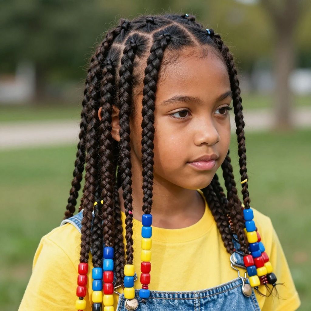 Box Braids with Colorful Beads