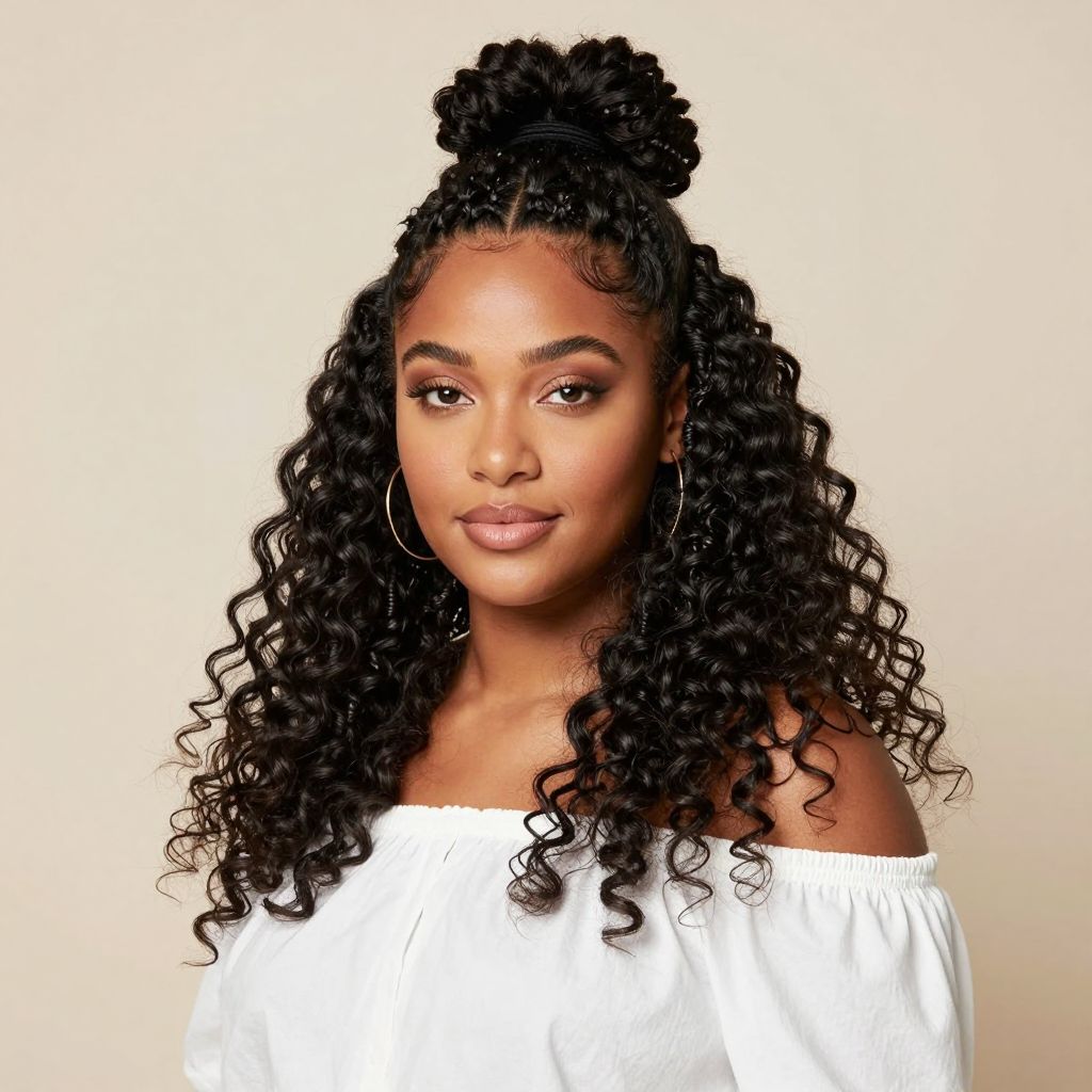 Half-Up High Puff with Kinky Twists