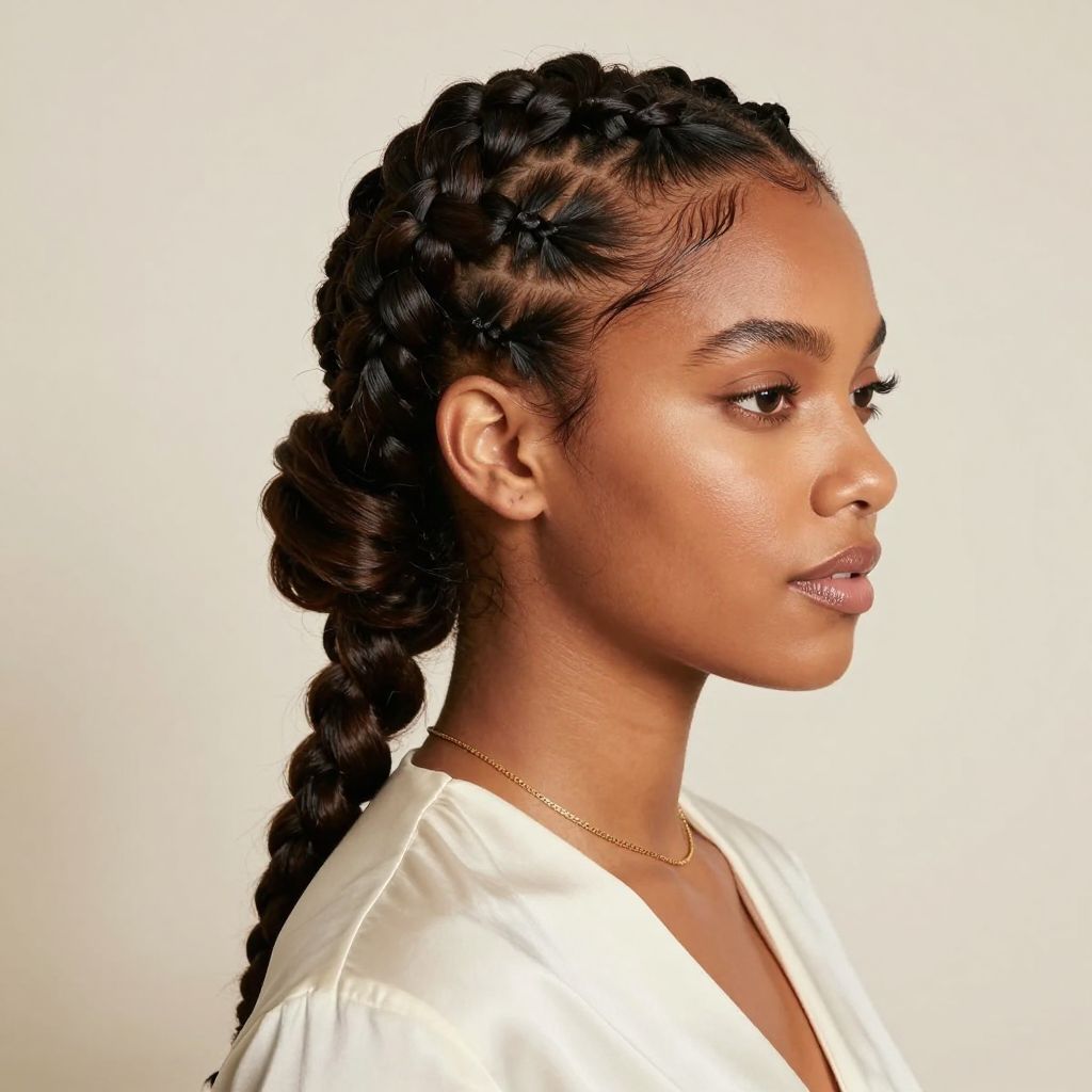 Knotless Braids Updo with Baby Hair Detailing