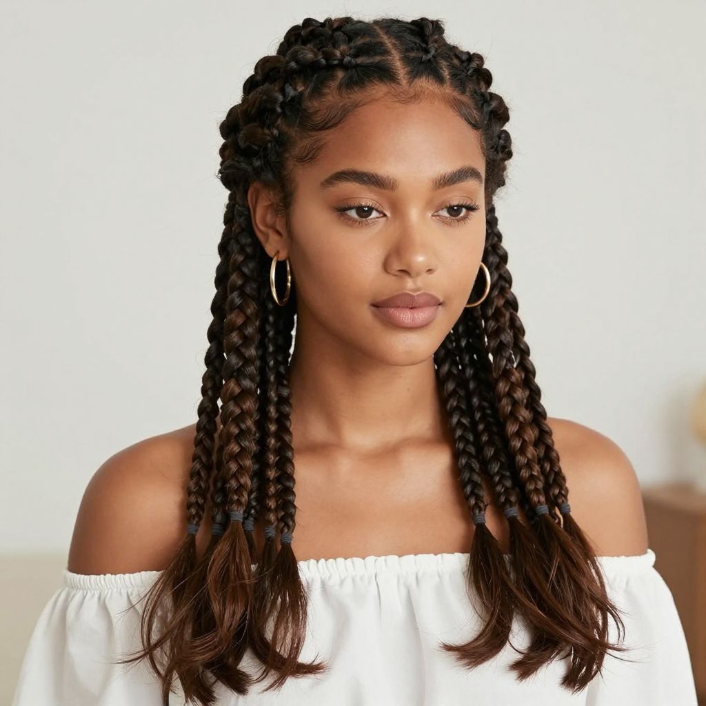 Half-Up, Half-Down Knotless Braids