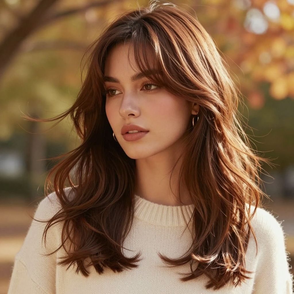 Side-Swept Long Bangs with Natural Texture