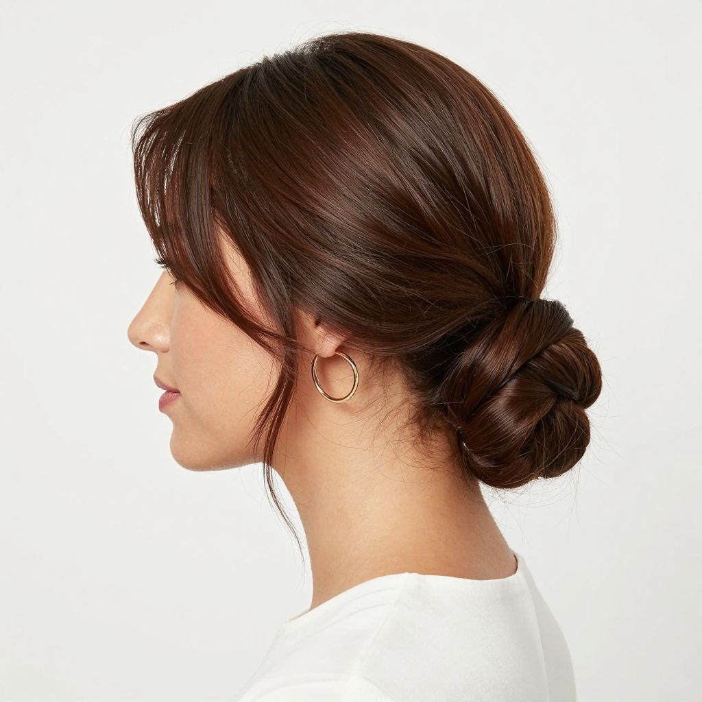 Low Twisted Bun With Side Part