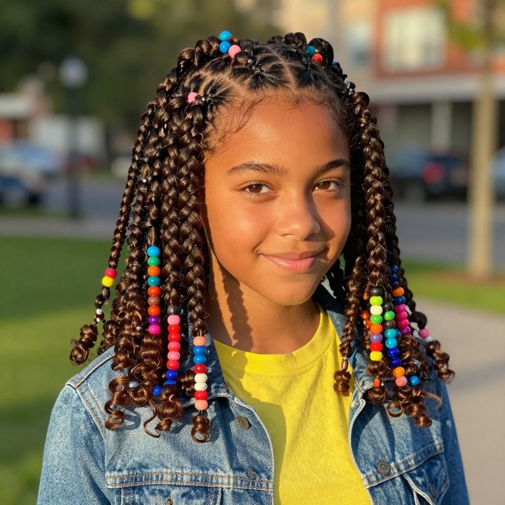 Box Braids with Color Beads