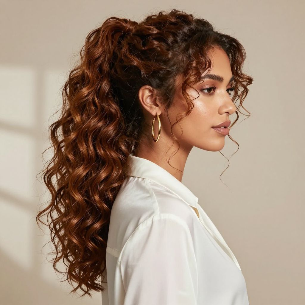 Low Ponytail with Volume and Loose Curls