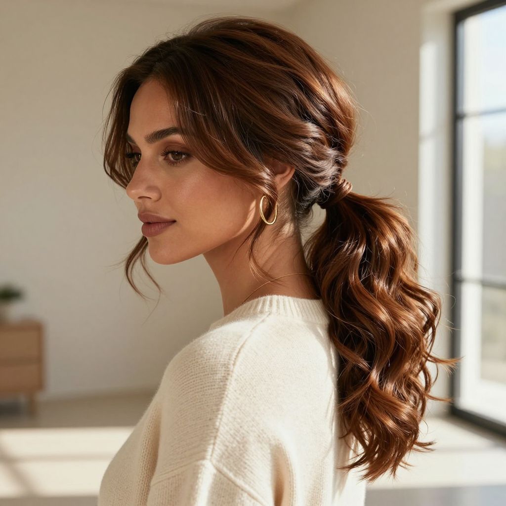 Low Ponytail with Textured Ends