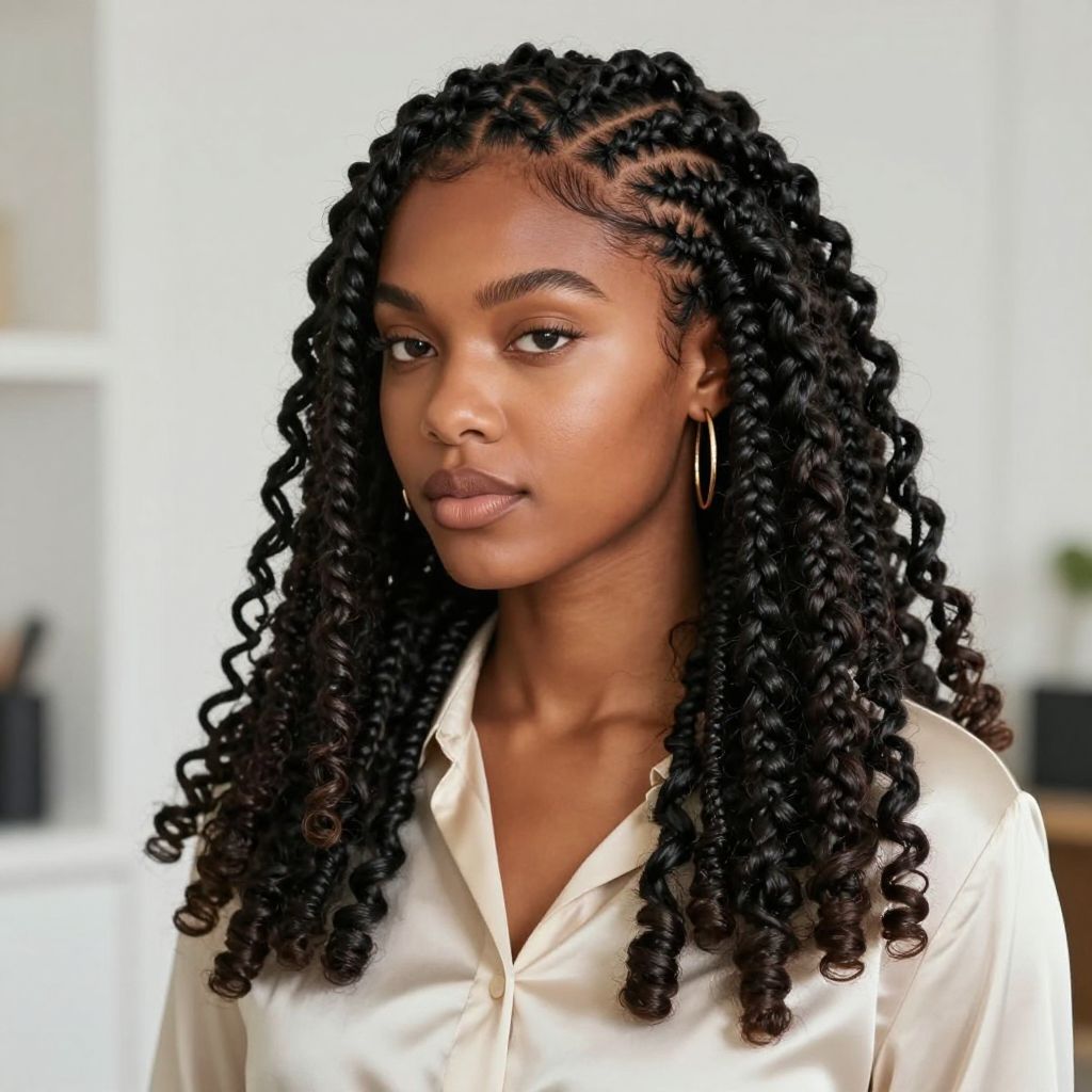 Marley Twists with Zigzag Parting