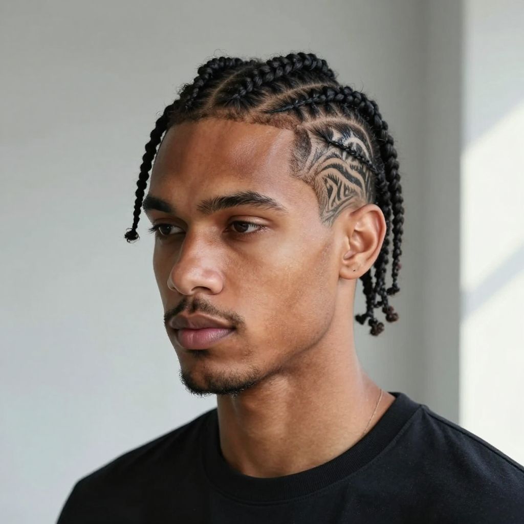 Cornrows with Scalp Tattoos Visibility